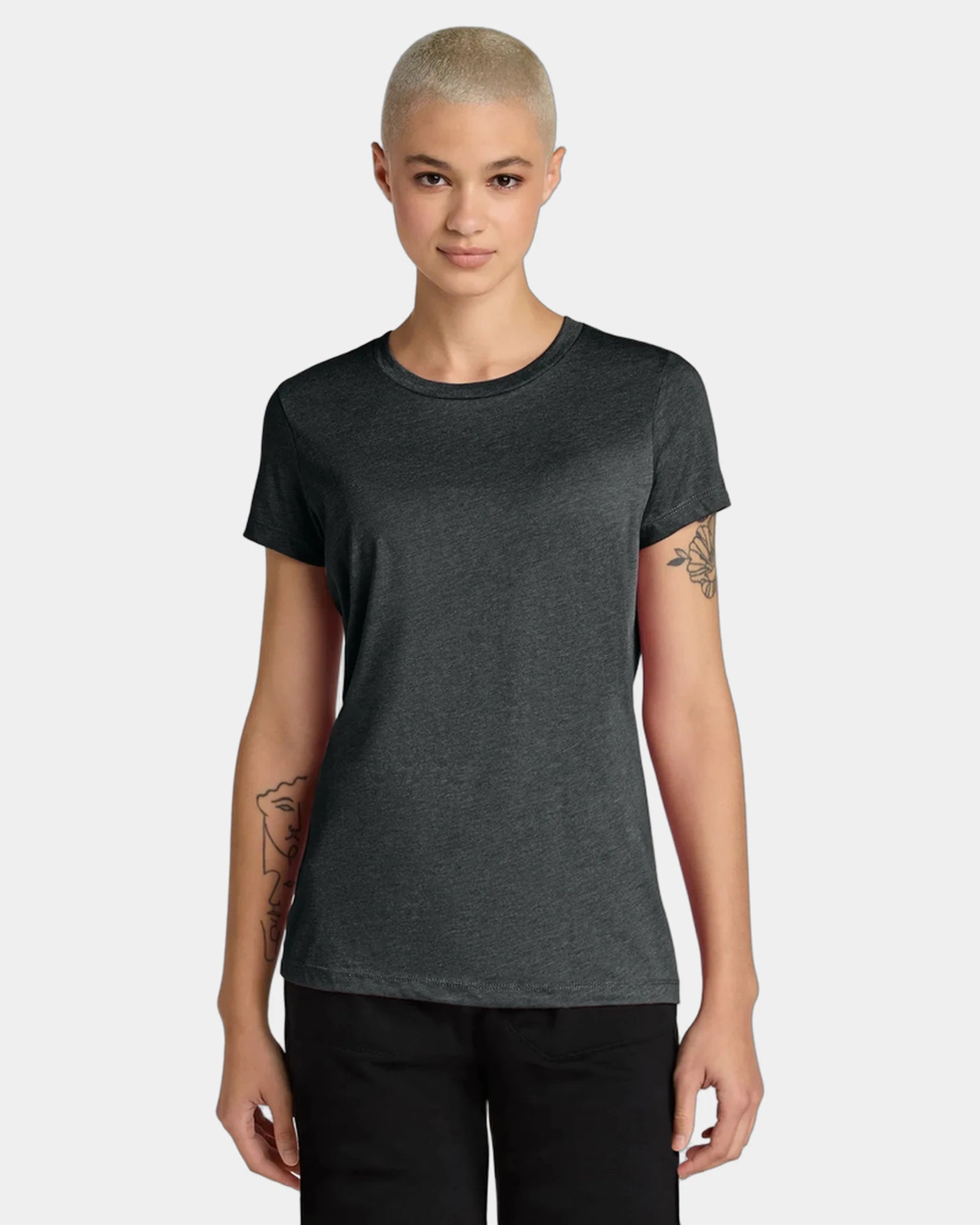 Custom women's cotton/recycled polyester CVC tee - Jet Black Heather