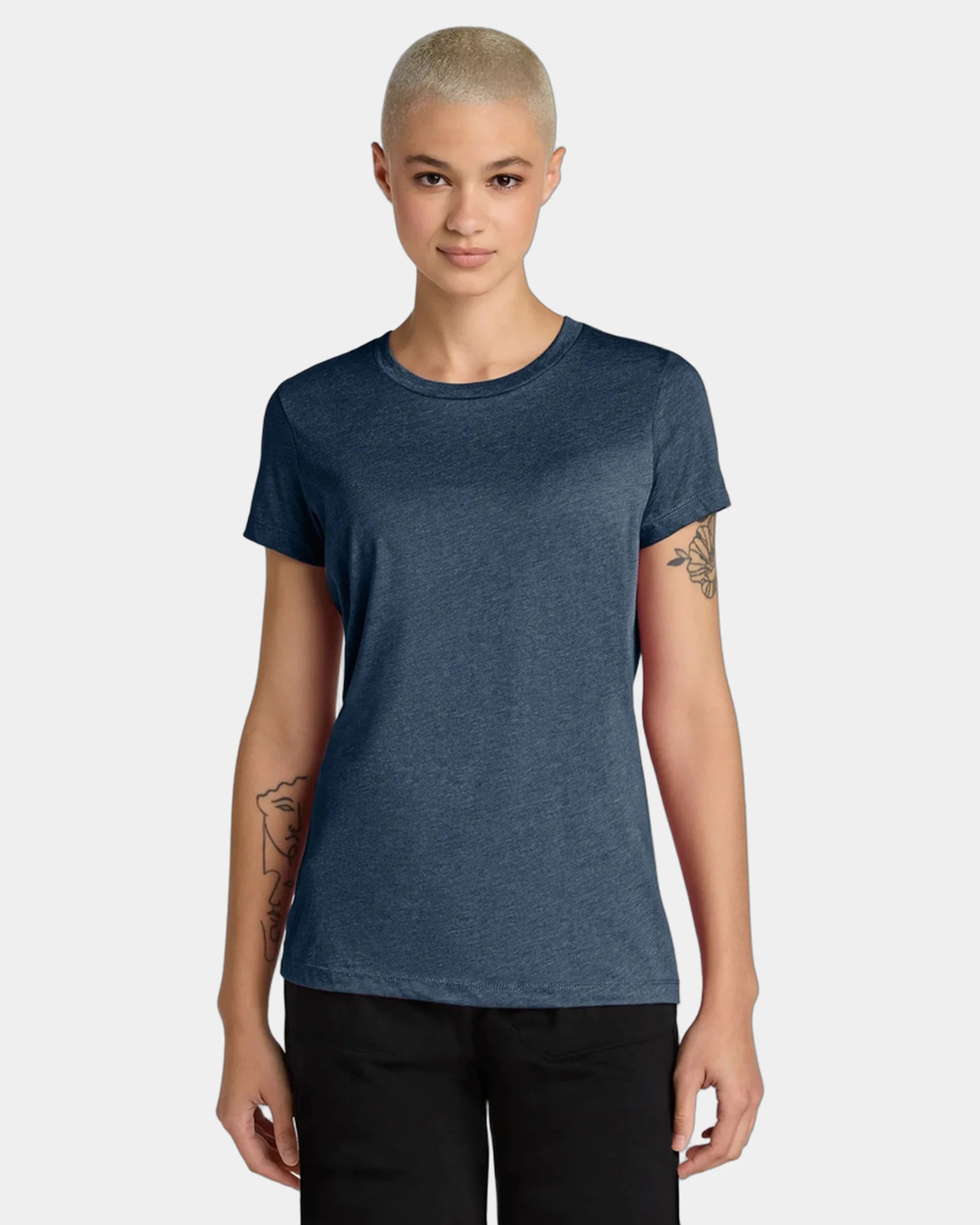 Custom women's cotton/recycled polyester CVC tee - Heathered Navy