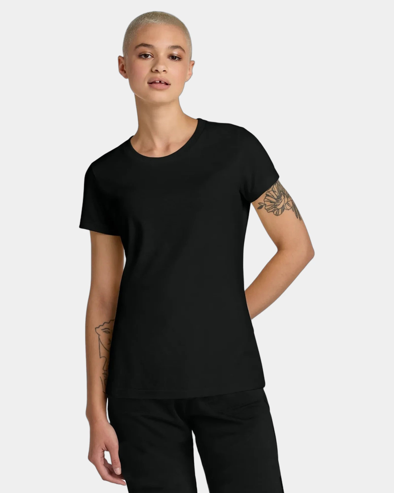 Custom women's cotton/recycled polyester CVC tee - Jet Black