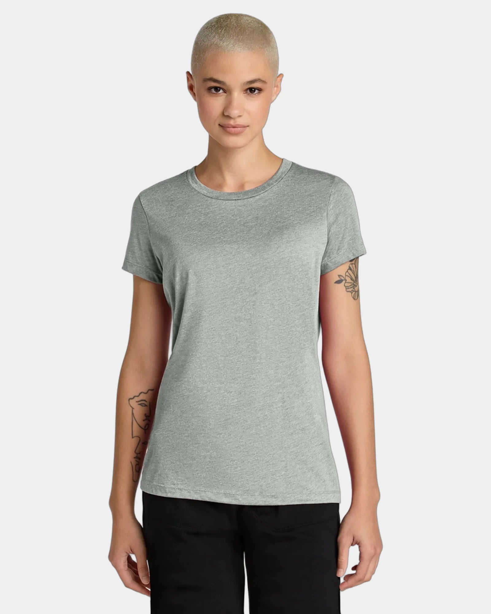 Custom women's cotton/recycled polyester CVC tee - Light Heather Grey