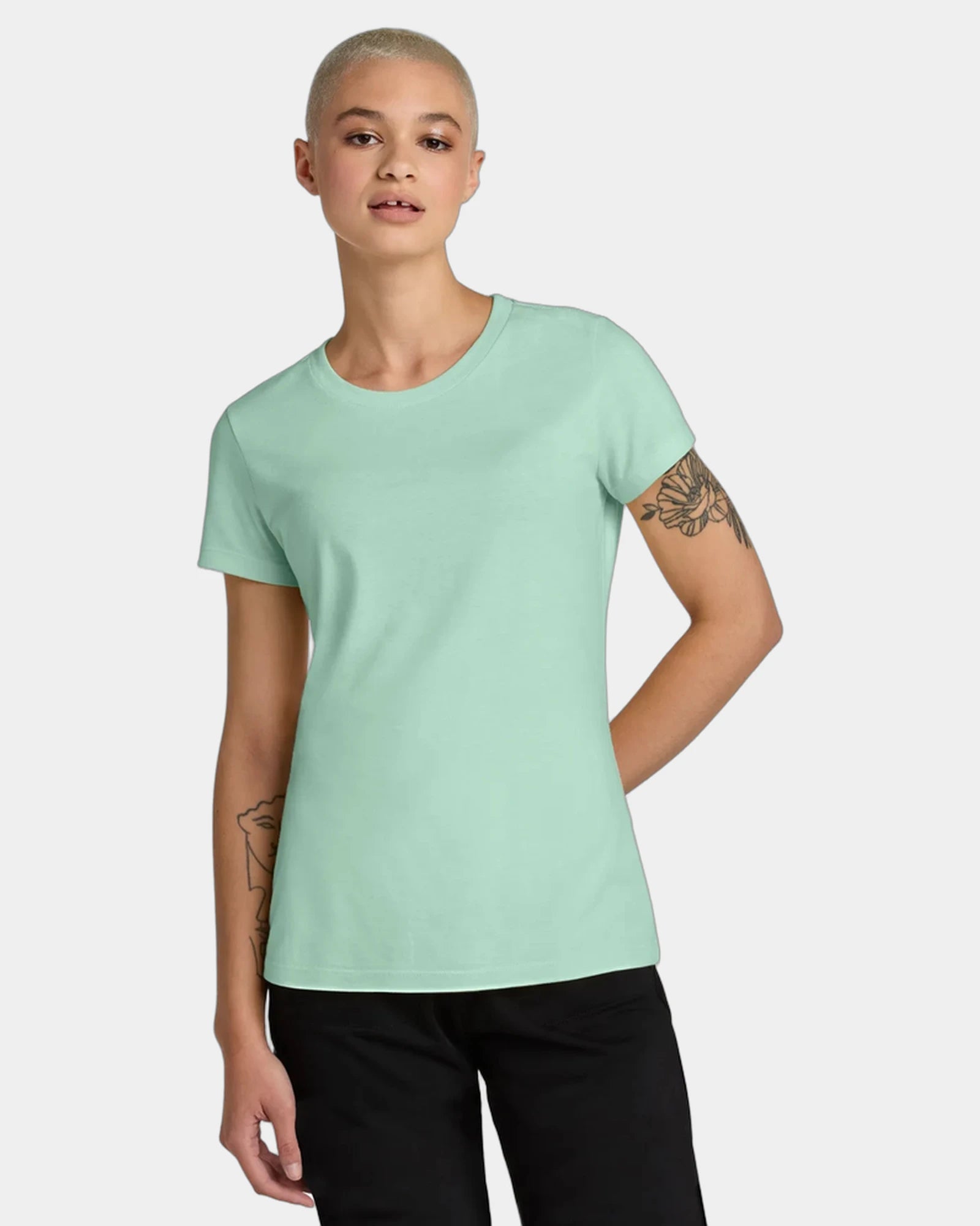 Custom women's cotton/recycled polyester CVC tee - Frosted Mint