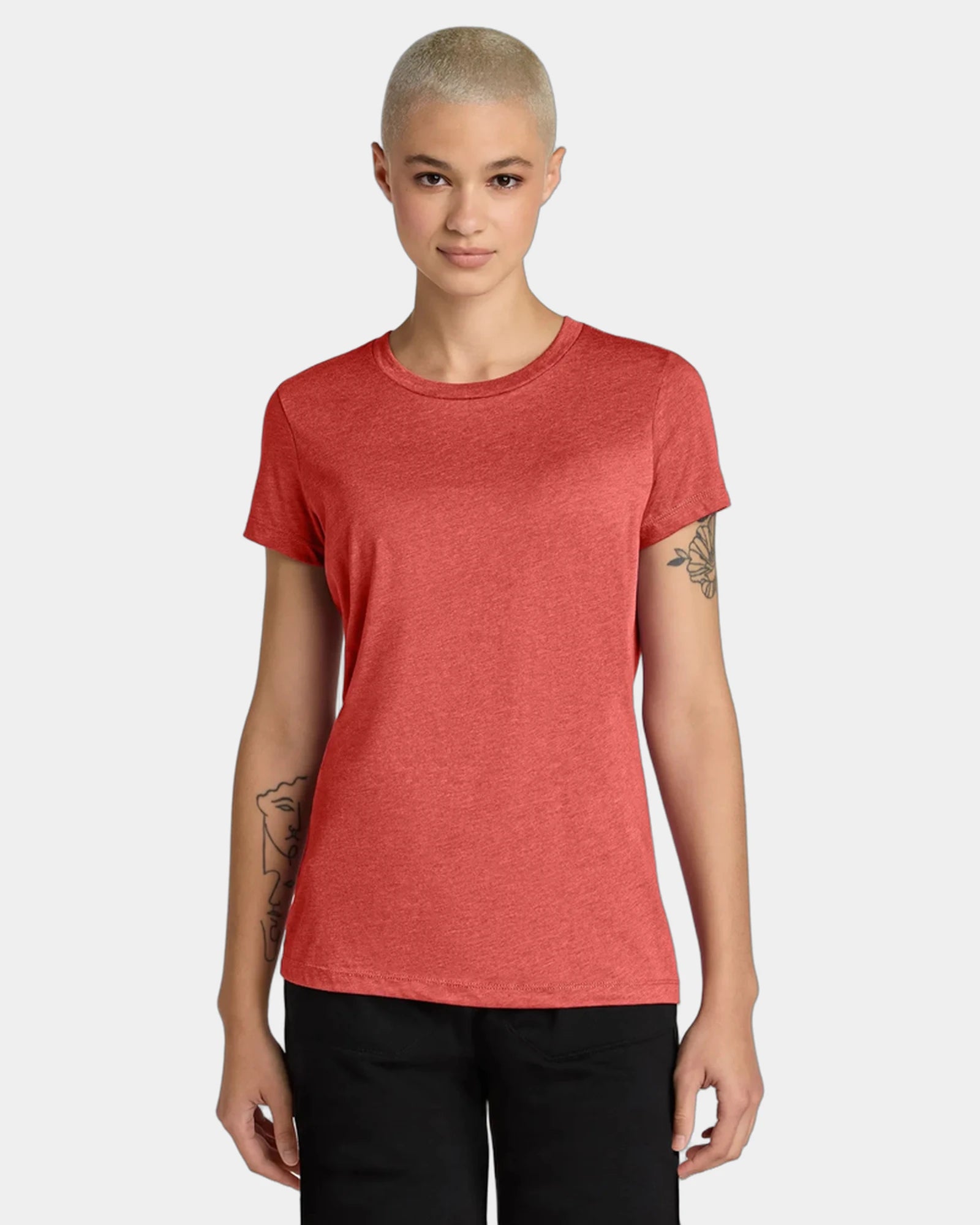 Custom women's cotton/recycled polyester CVC tee - Geranium Heather