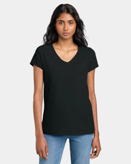 Custom women's cotton V-neck concert tee shirt - Black