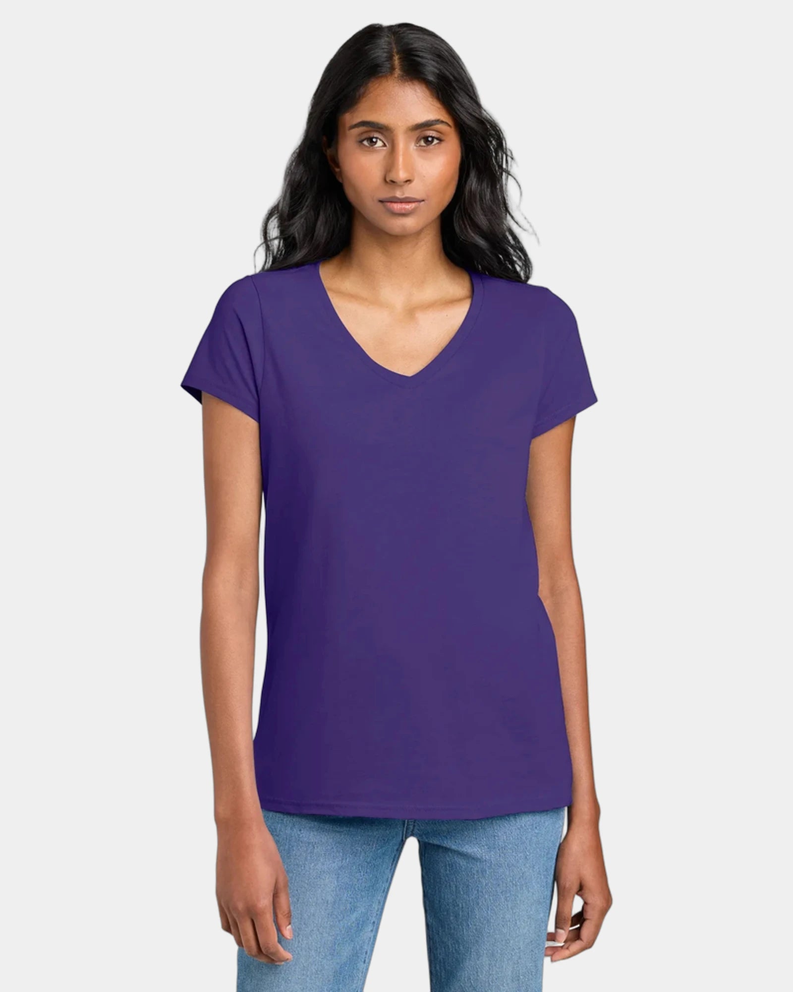 Custom women's cotton V-neck concert tee shirt - Purple