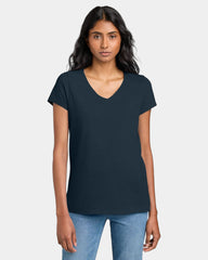 Custom women's cotton V-neck concert tee shirt - New Navy