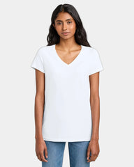 Custom women's cotton V-neck concert tee shirt - White