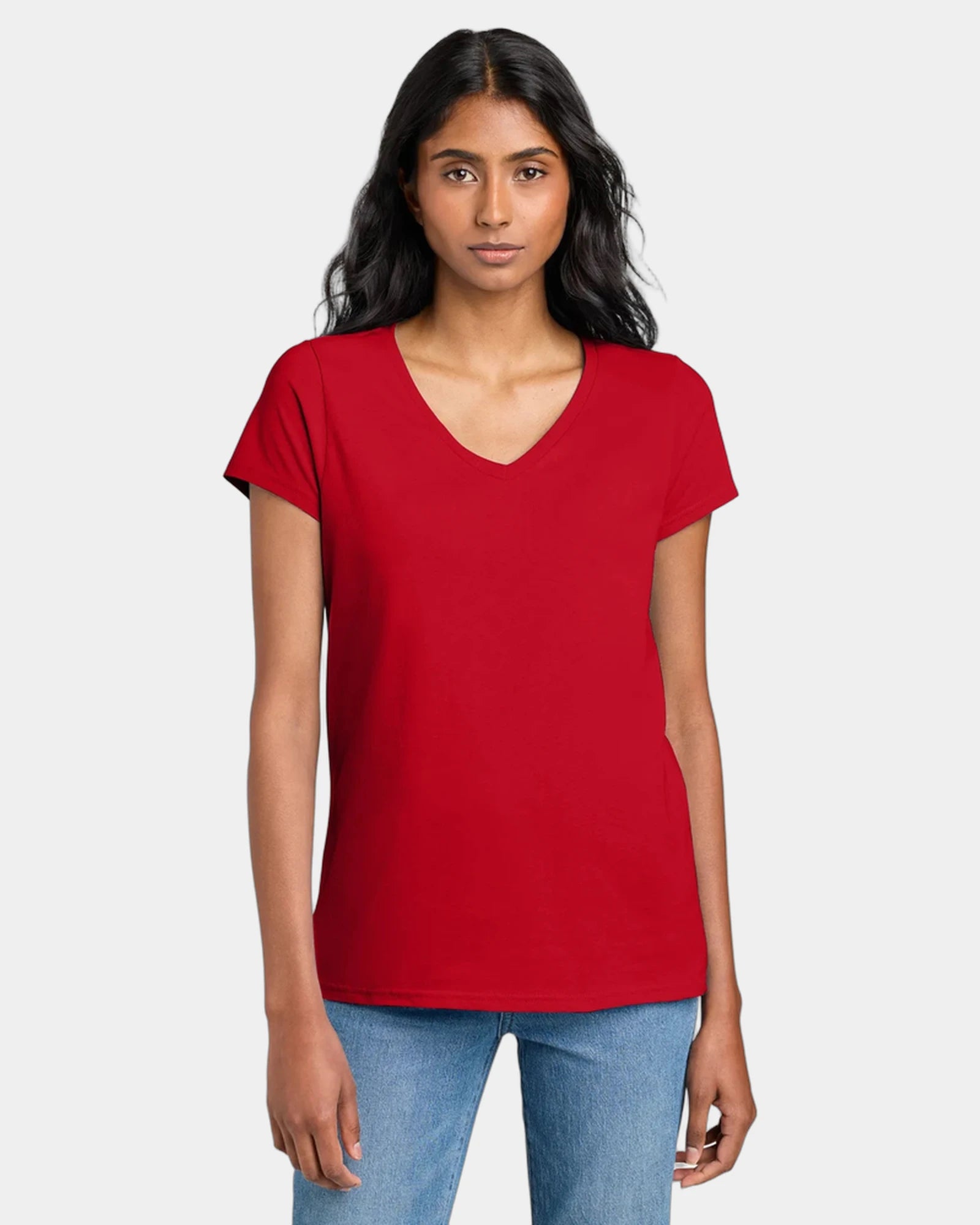 Custom women's cotton V-neck concert tee shirt - New Red