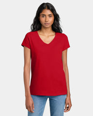 Custom women's cotton V-neck concert tee shirt - New Red
