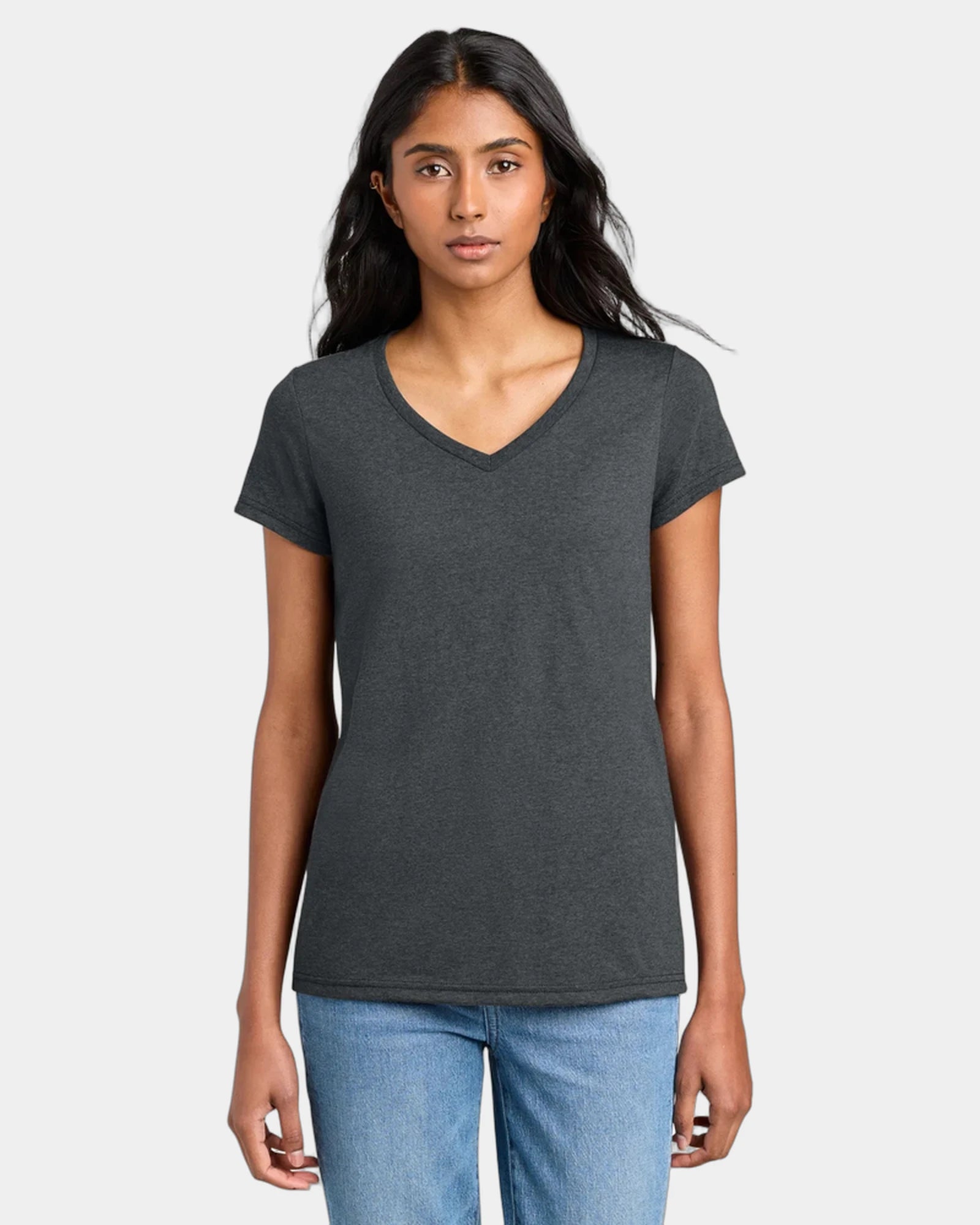 Custom women's cotton V-neck concert tee shirt - Heathered Charcoal