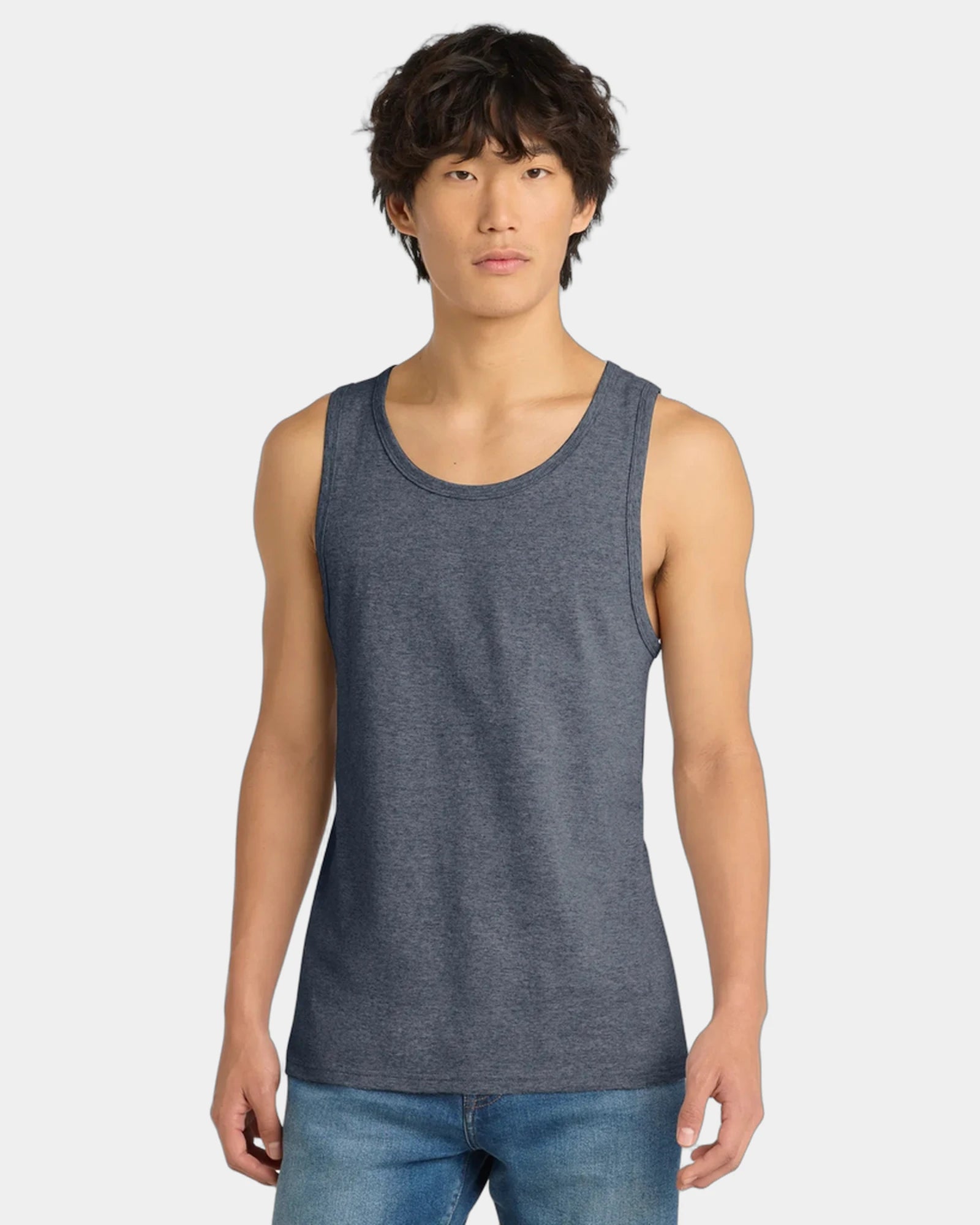 Custom cotton concert tank top for teams and events - Heathered Navy