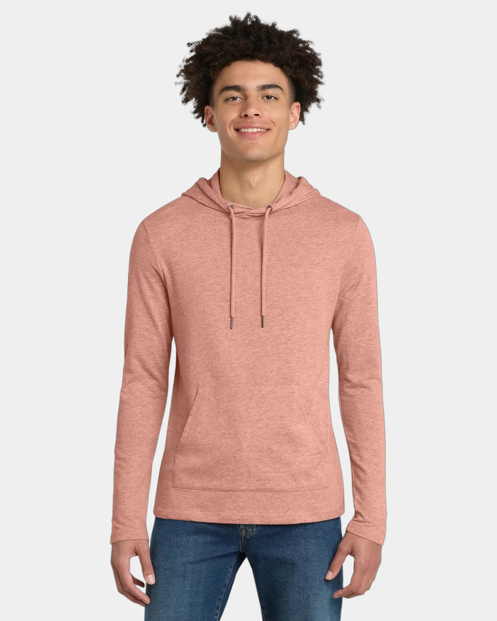Custom French terry hoodie featherweight pullover - Nostalgia Rose Heather