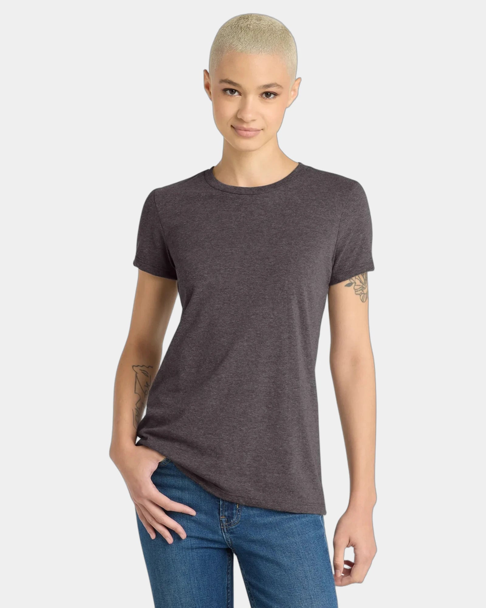 Custom ring spun cotton women's tee 4.3 oz soft fit - Heathered Charcoal