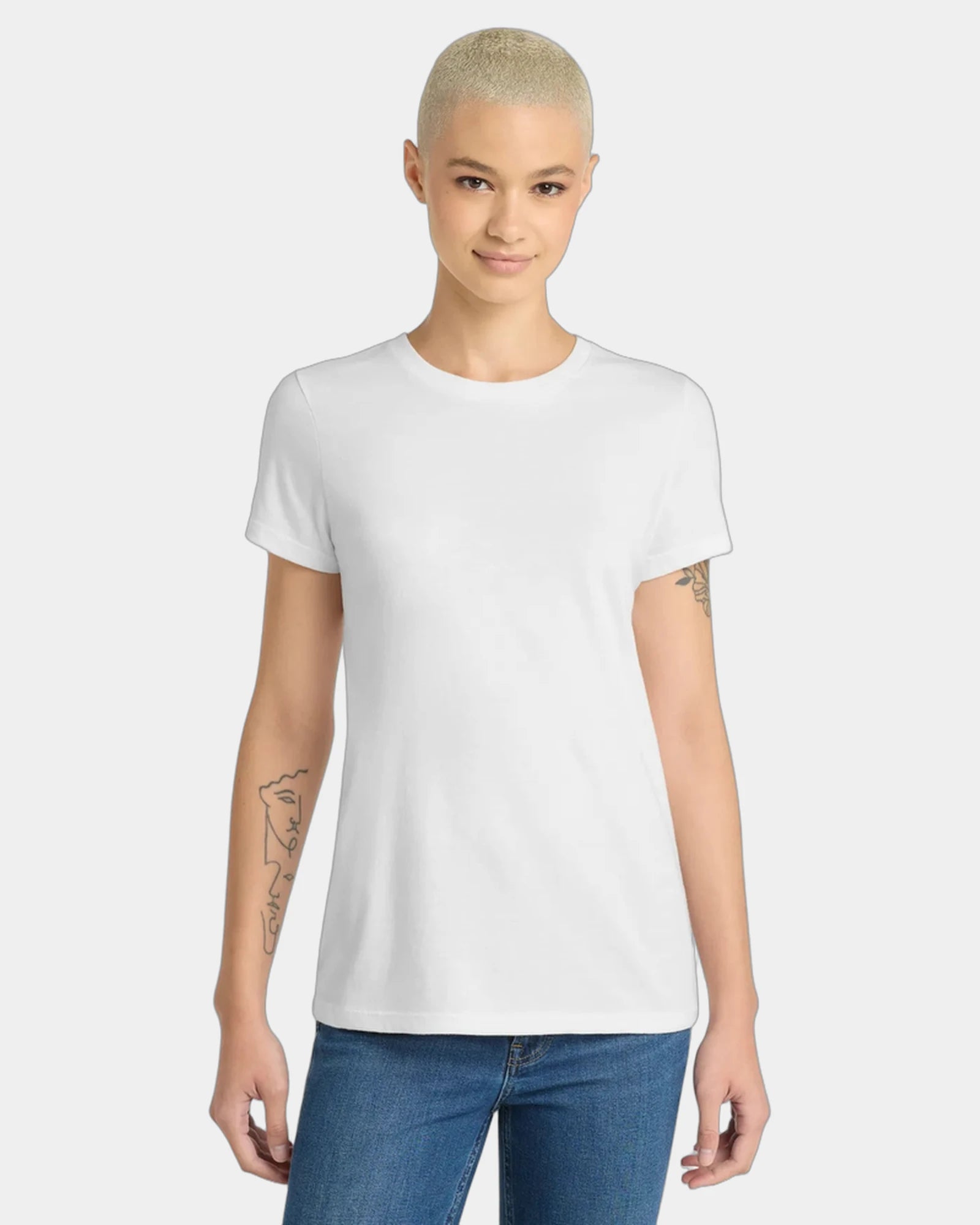 Custom ring spun cotton women's tee 4.3 oz soft fit - White