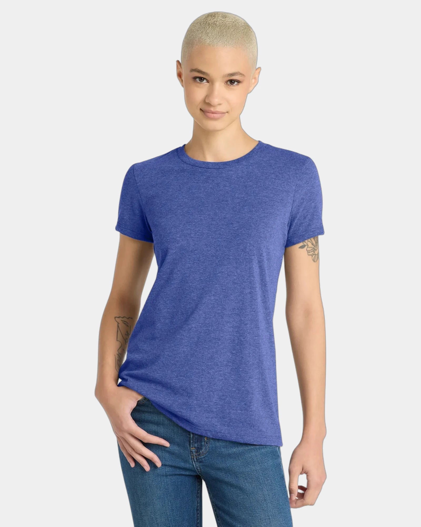 Custom ring spun cotton women's tee 4.3 oz soft fit - Royal Frost