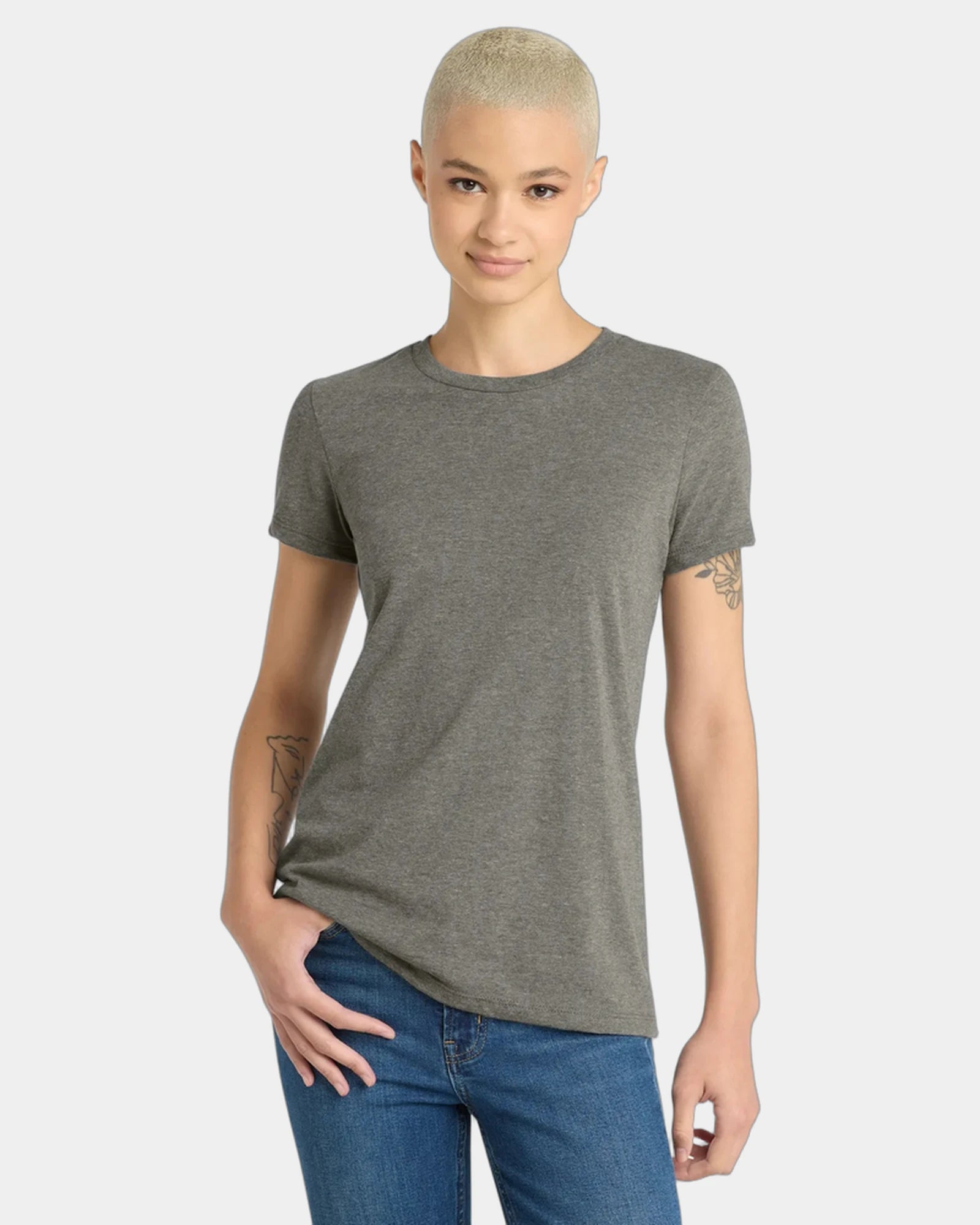 Custom ring spun cotton women's tee 4.3 oz soft fit - Grey Frost
