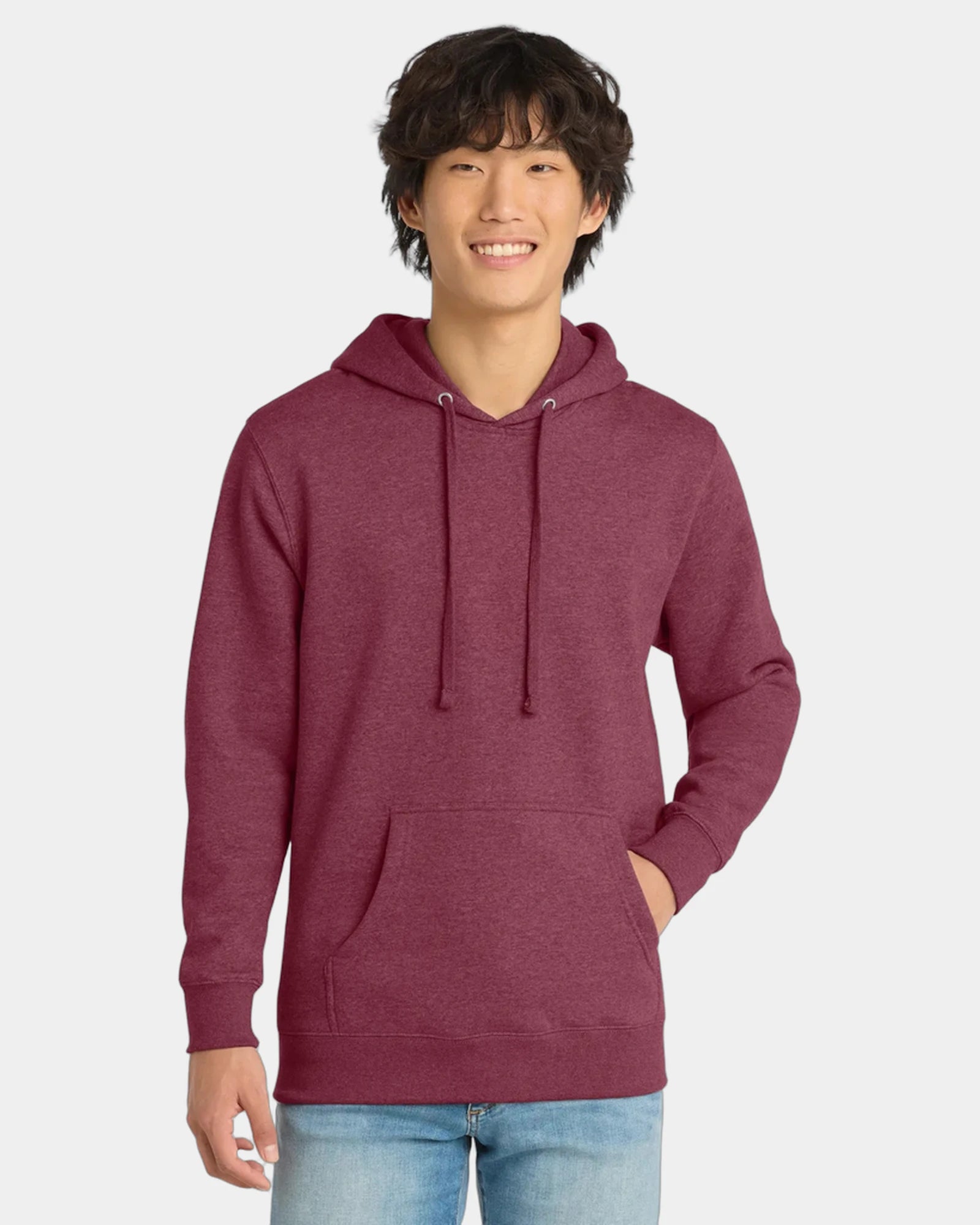 Custom fleece hoodie 8.3 oz cotton/poly blend - Heathered Cardinal