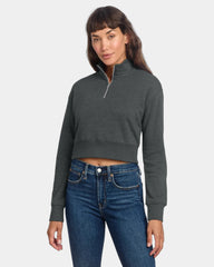 Custom fleece half-zip pullover for women - Heathered Charcoal