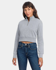 Custom fleece half-zip pullover for women - Light Heather Grey