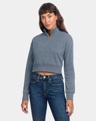 Custom fleece half-zip pullover for women - Flint Blue Heather