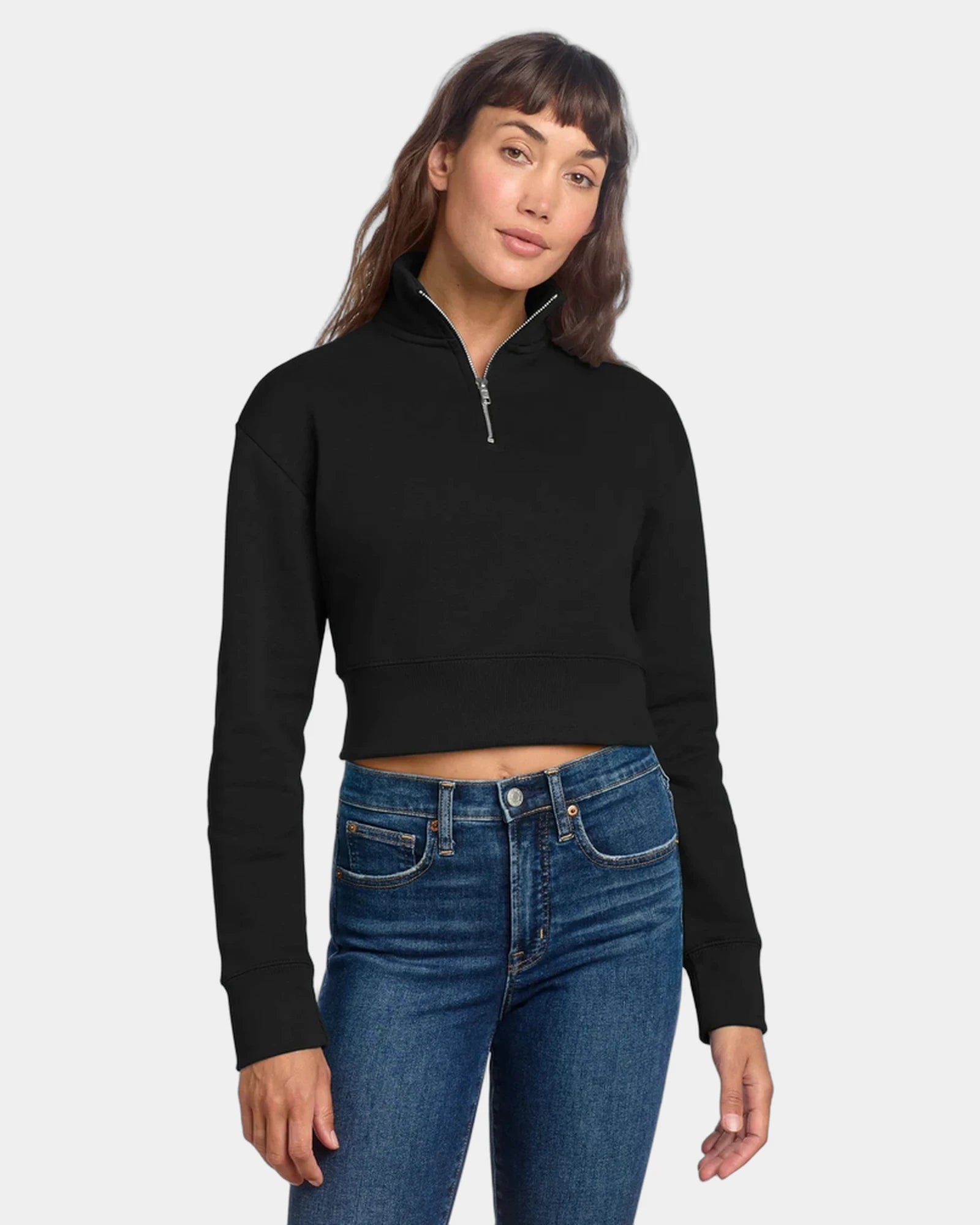 Custom fleece half-zip pullover for women - Black