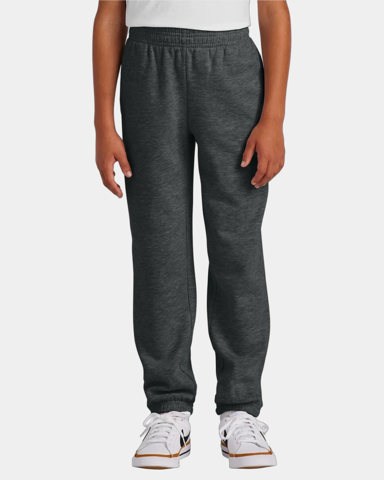 Custom fleece youth sweatpants with elastic cuffs - Heathered Charcoal