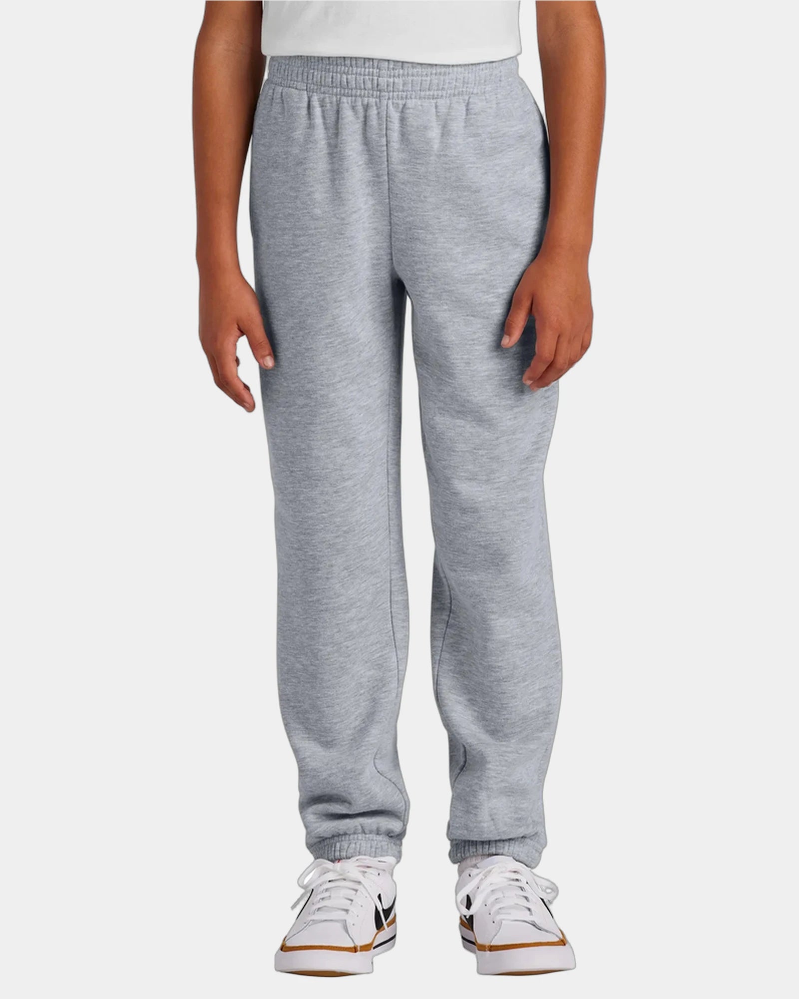 Custom fleece youth sweatpants with elastic cuffs - Light Heather Grey