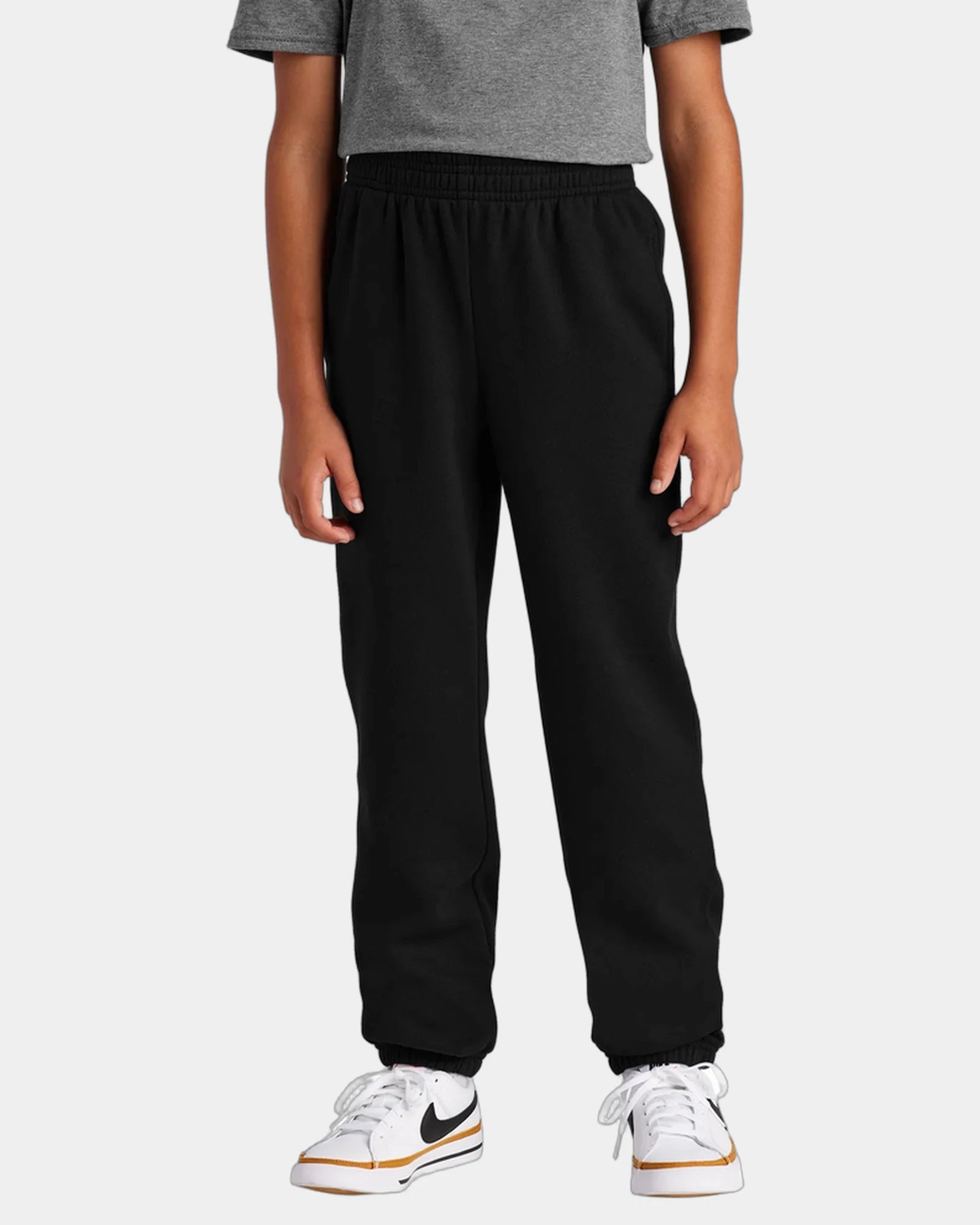 Custom fleece youth sweatpants with elastic cuffs - Black