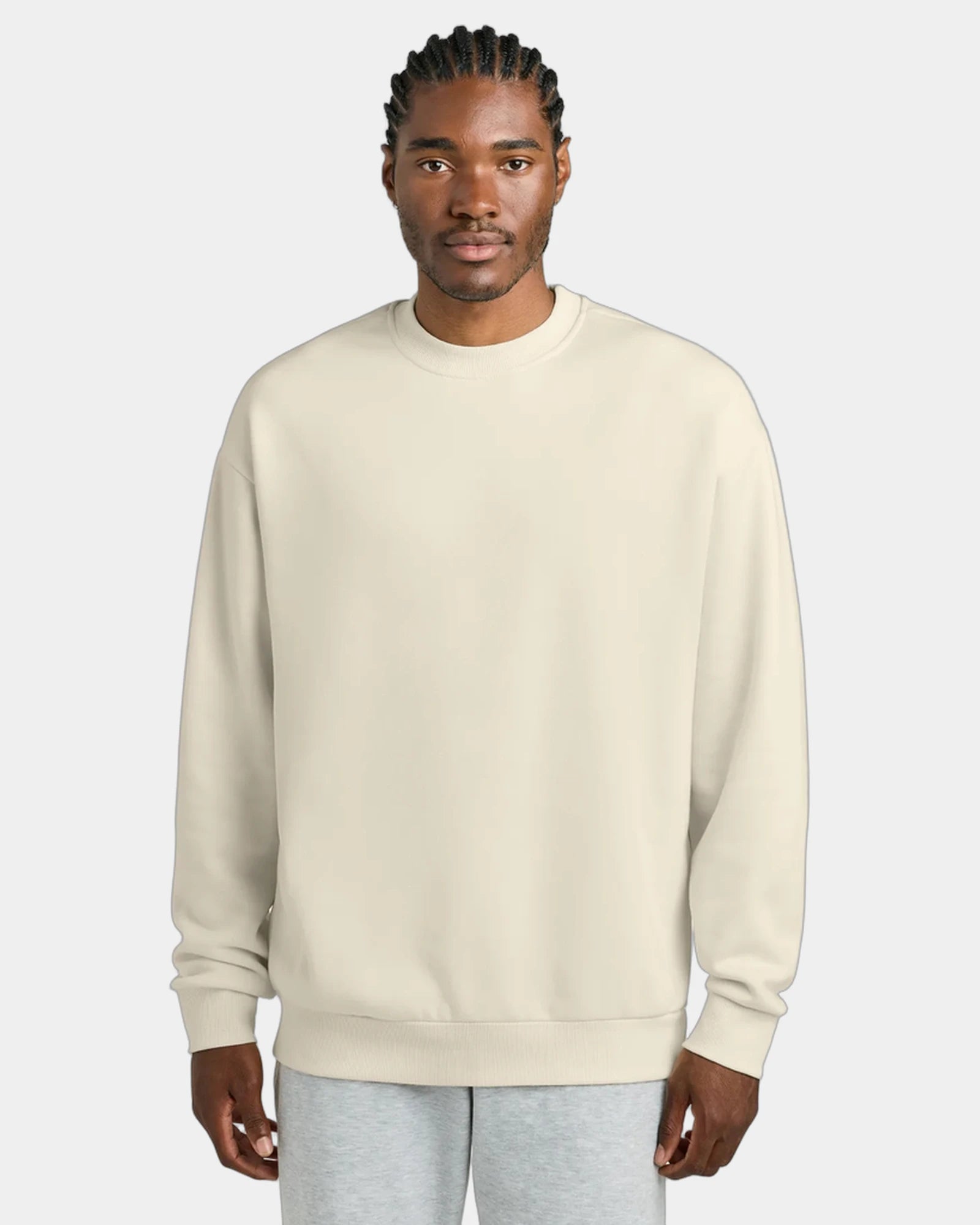 Custom heavyweight fleece crewneck sweatshirt, unisex - Griege