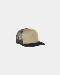 Custom polyester flat bill snapback trucker cap - Military Camo