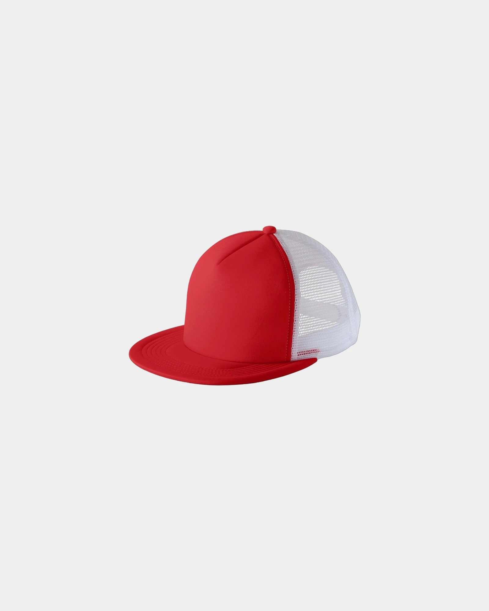 Custom polyester flat bill snapback trucker cap - New Red