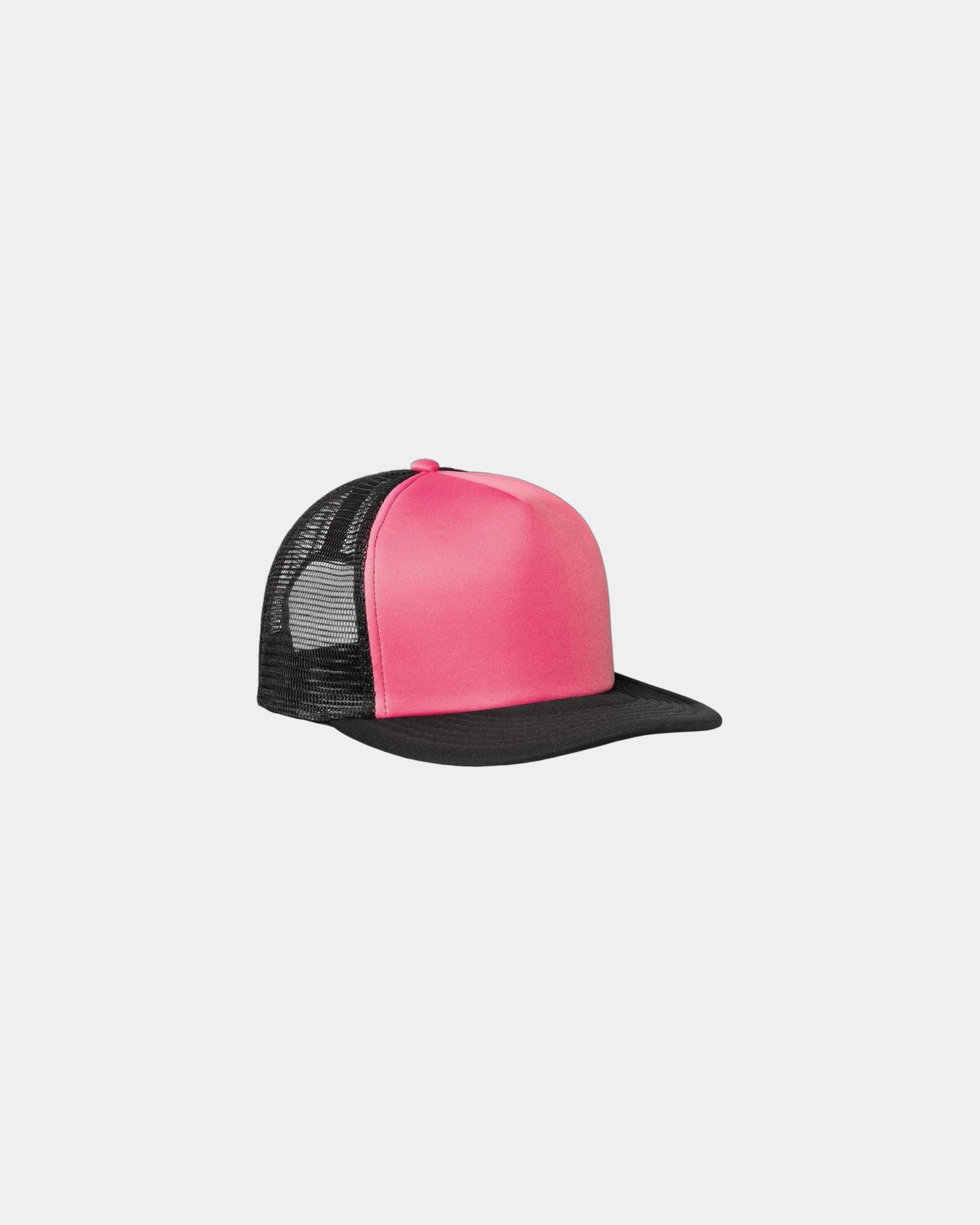 Custom polyester flat bill snapback trucker cap - Neon Pink