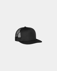 Custom polyester flat bill snapback trucker cap - Black