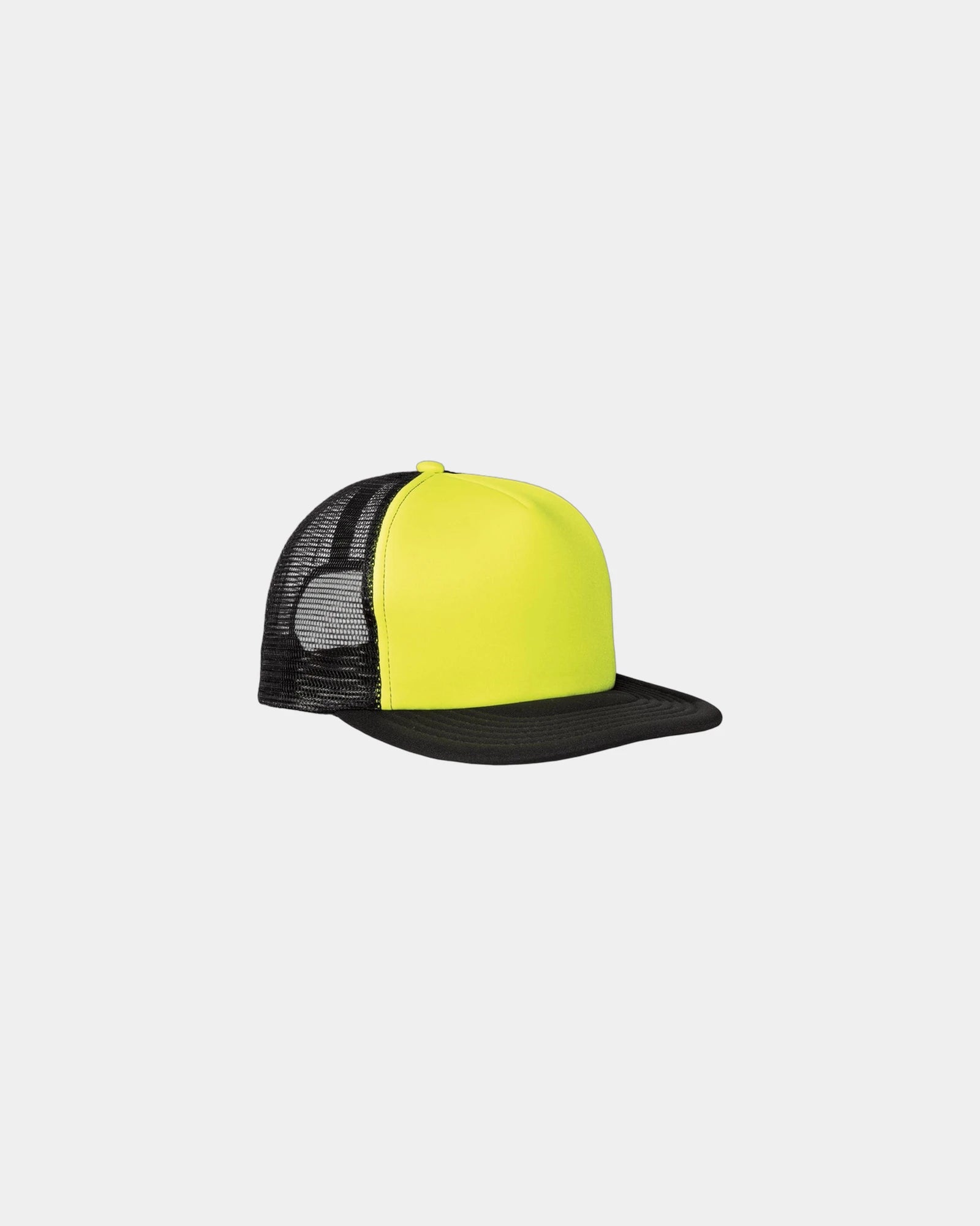 Custom polyester flat bill snapback trucker cap - Neon Yellow