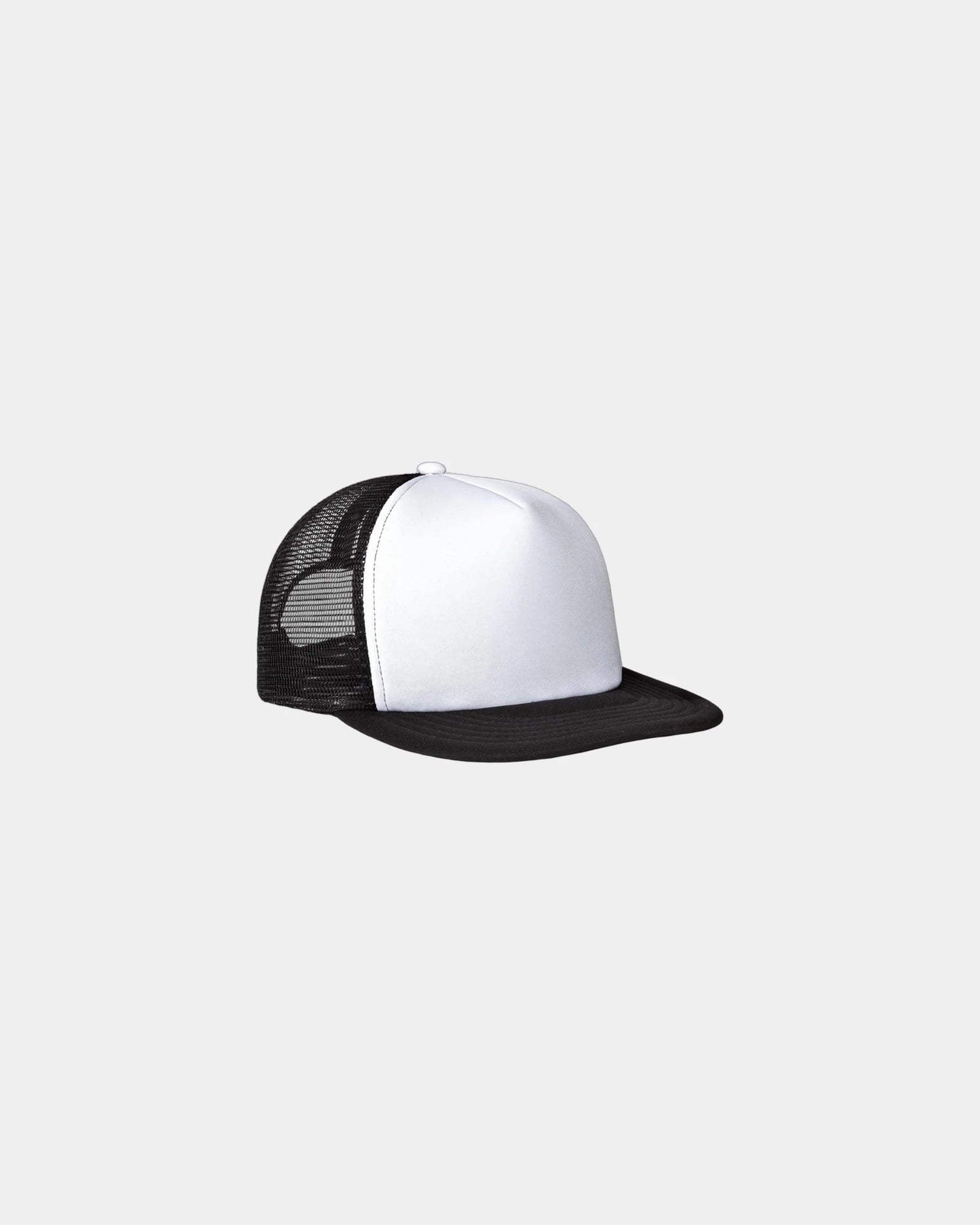 Custom polyester flat bill snapback trucker cap - White