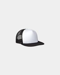 Custom polyester flat bill snapback trucker cap - White