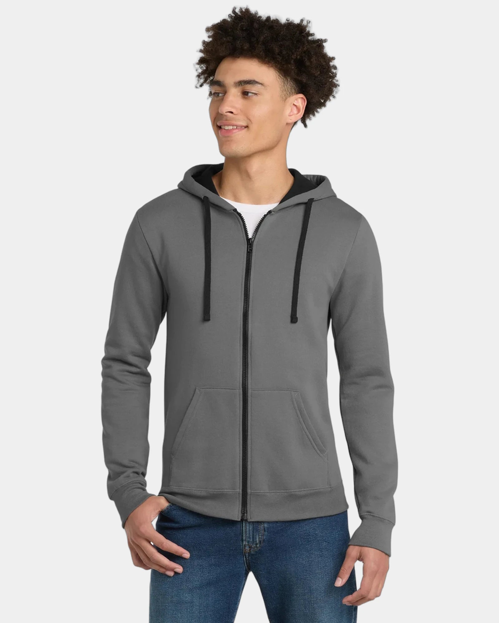 Custom cotton blend full-zip fleece hoodie 7.9 oz - Grey