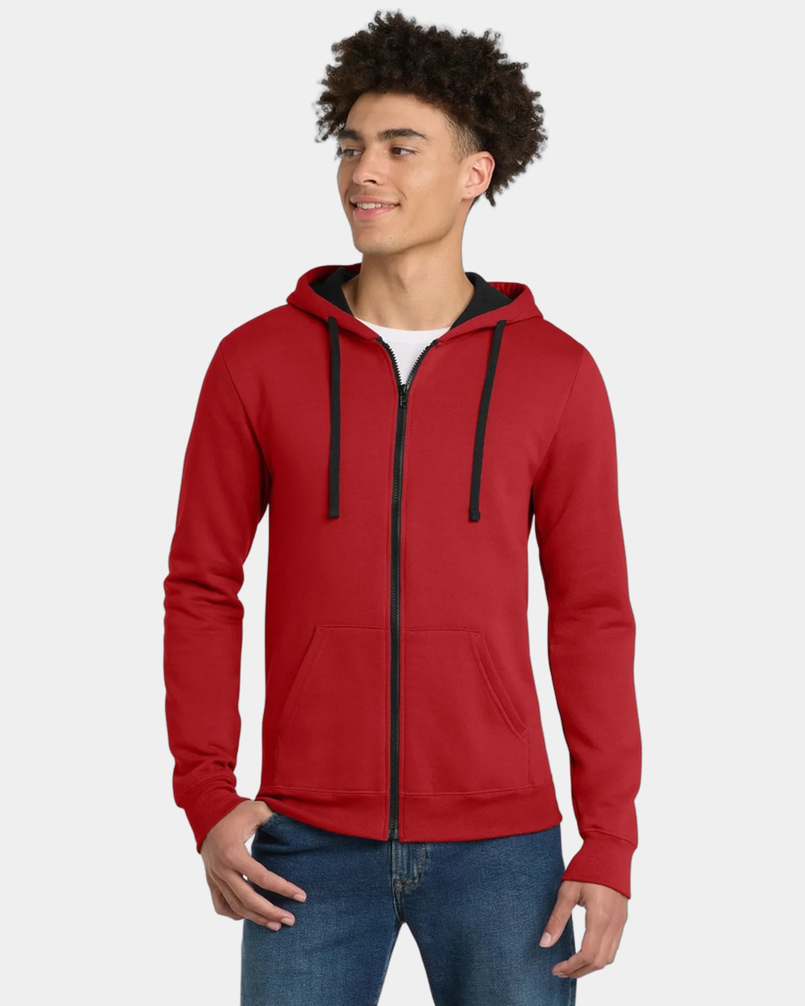 Custom cotton blend full-zip fleece hoodie 7.9 oz - New Red