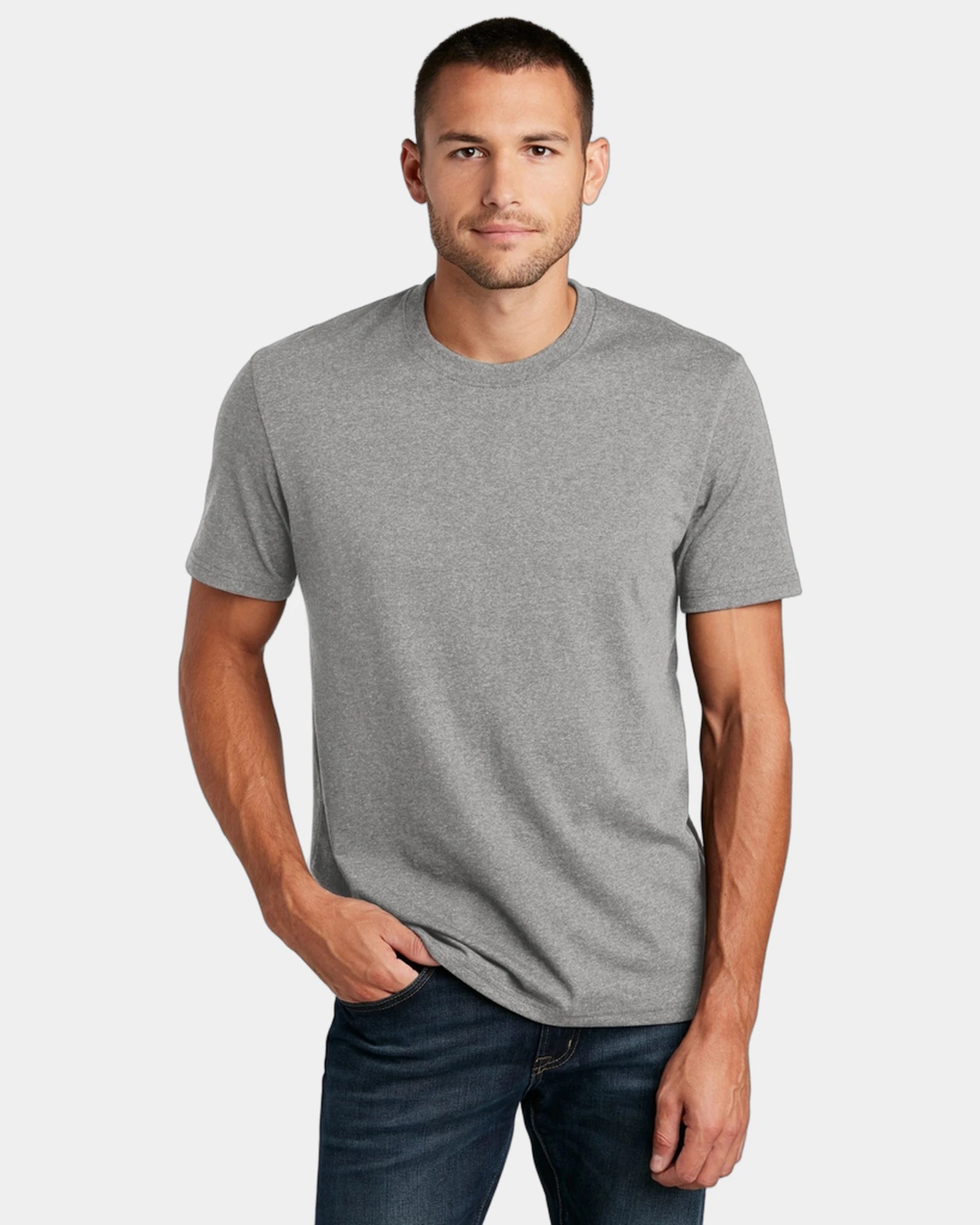 Custom recycled cotton unisex t-shirt Re-Tee - Light Heather Grey
