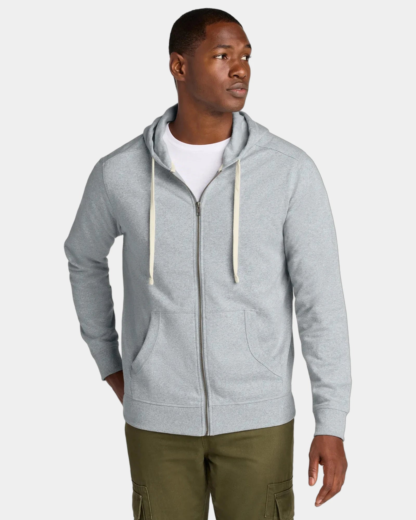 Custom recycled cotton full-zip hoodie 8.1 oz - Light Heather Grey