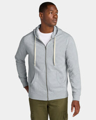 Custom recycled cotton full-zip hoodie 8.1 oz - Light Heather Grey
