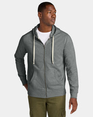 Custom recycled cotton full-zip hoodie 8.1 oz - Deep Grey Heather
