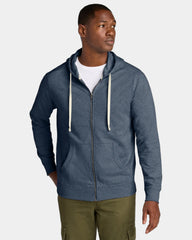 Custom recycled cotton full-zip hoodie 8.1 oz - Heathered Navy