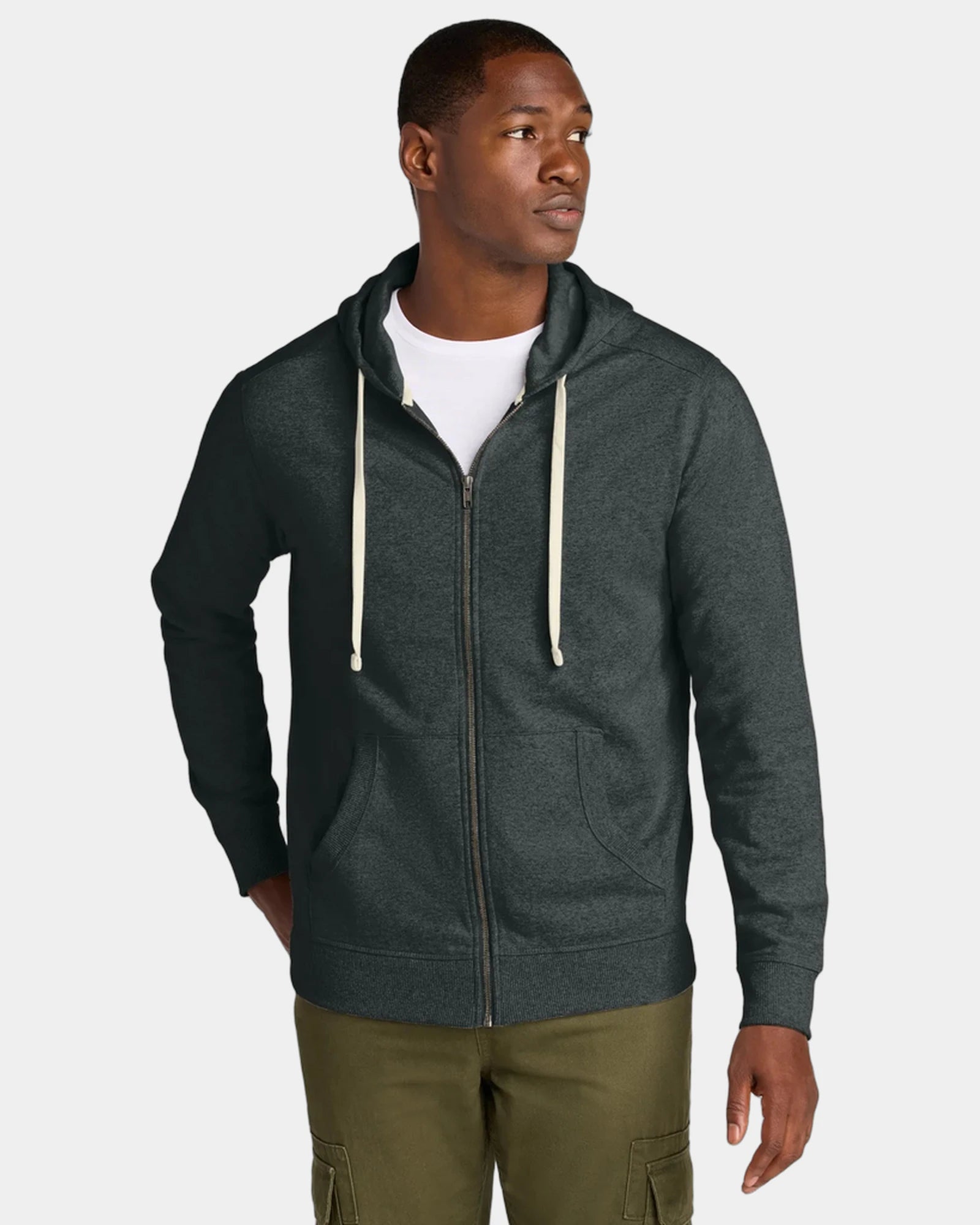 Custom recycled cotton full-zip hoodie 8.1 oz - Charcoal Heather