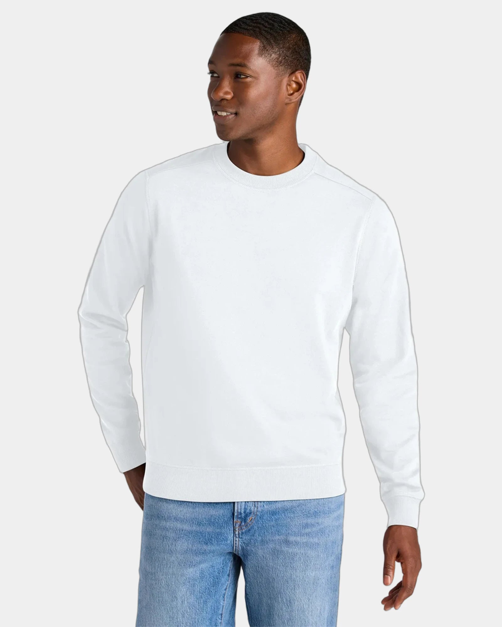 Custom recycled fleece crewneck sweatshirt for teams - White