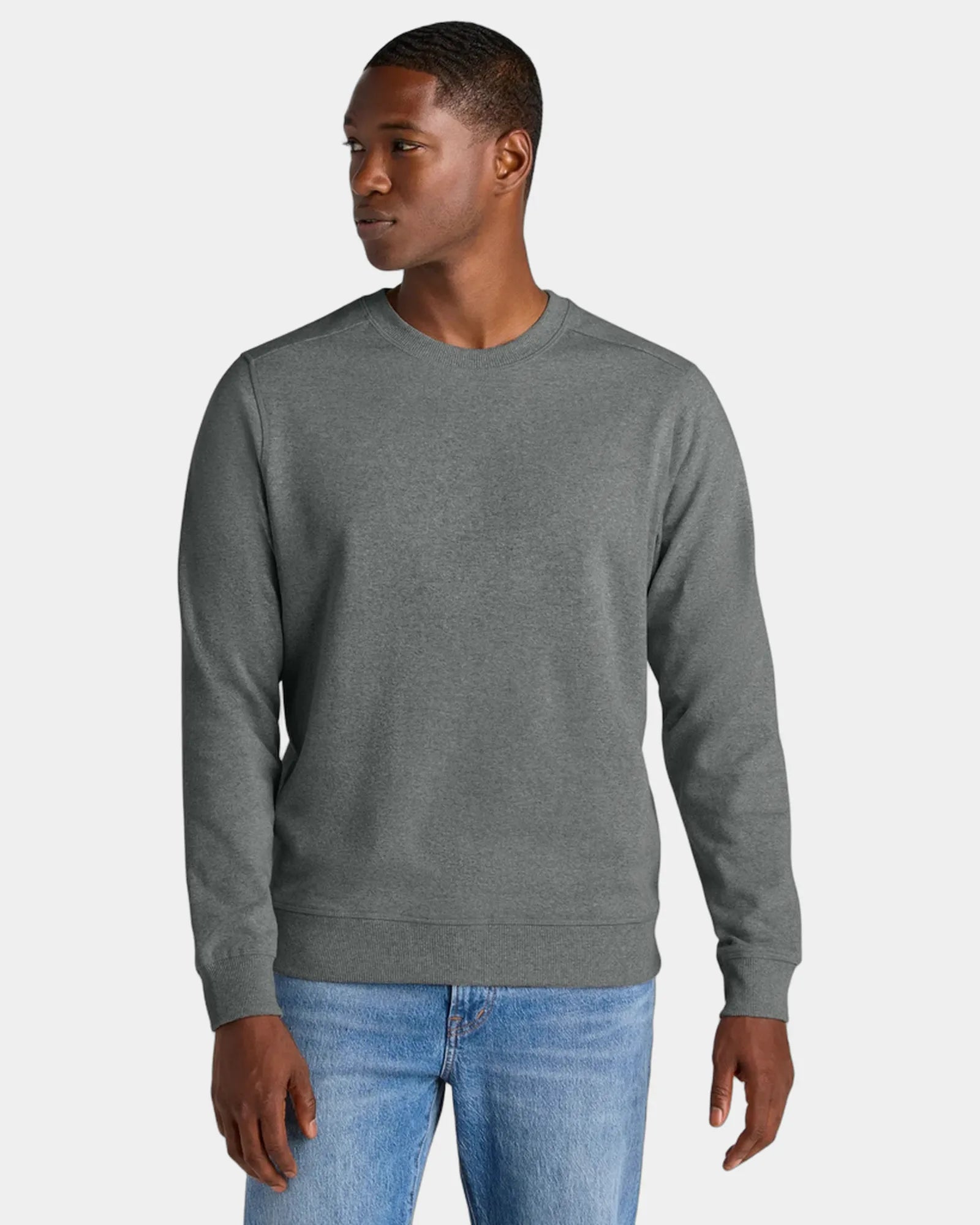 Custom recycled fleece crewneck sweatshirt for teams - Deep Grey Heather
