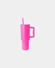 Custom insulated stainless steel 40-oz tumbler handle - Raspberry