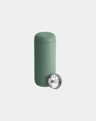 Custom stainless steel 16 oz travel mug with splash guard - Smoke Green