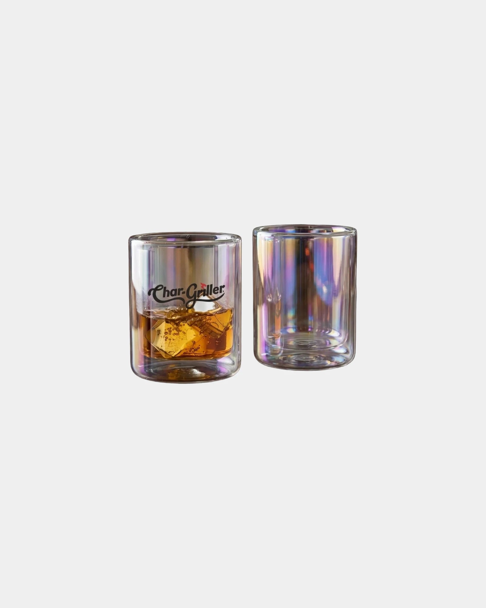 Custom double-wall 12 oz iridescent old fashioned glass - Clear-Iridescent
