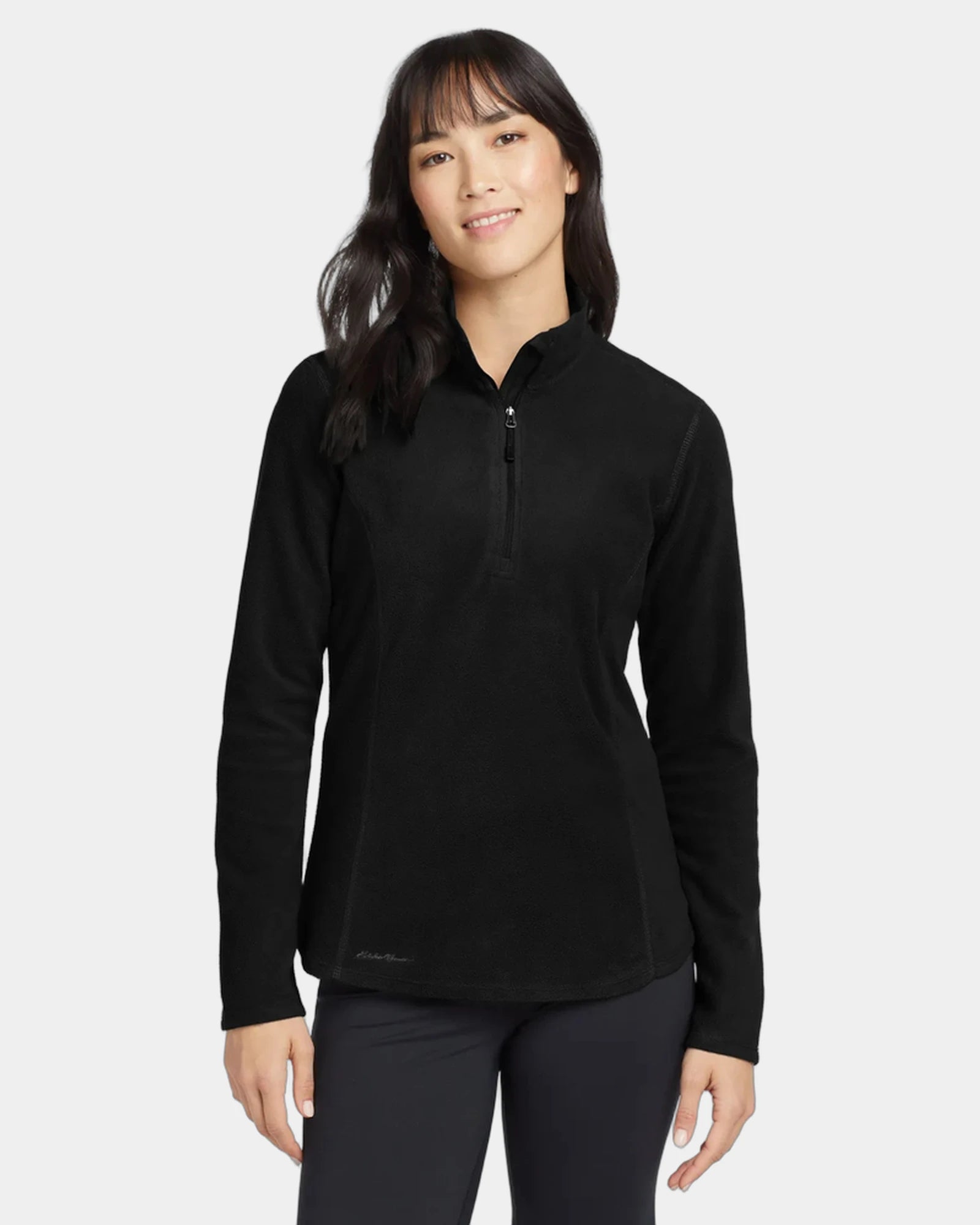 Custom women's microfleece 1/2-zip pullover jacket - Black