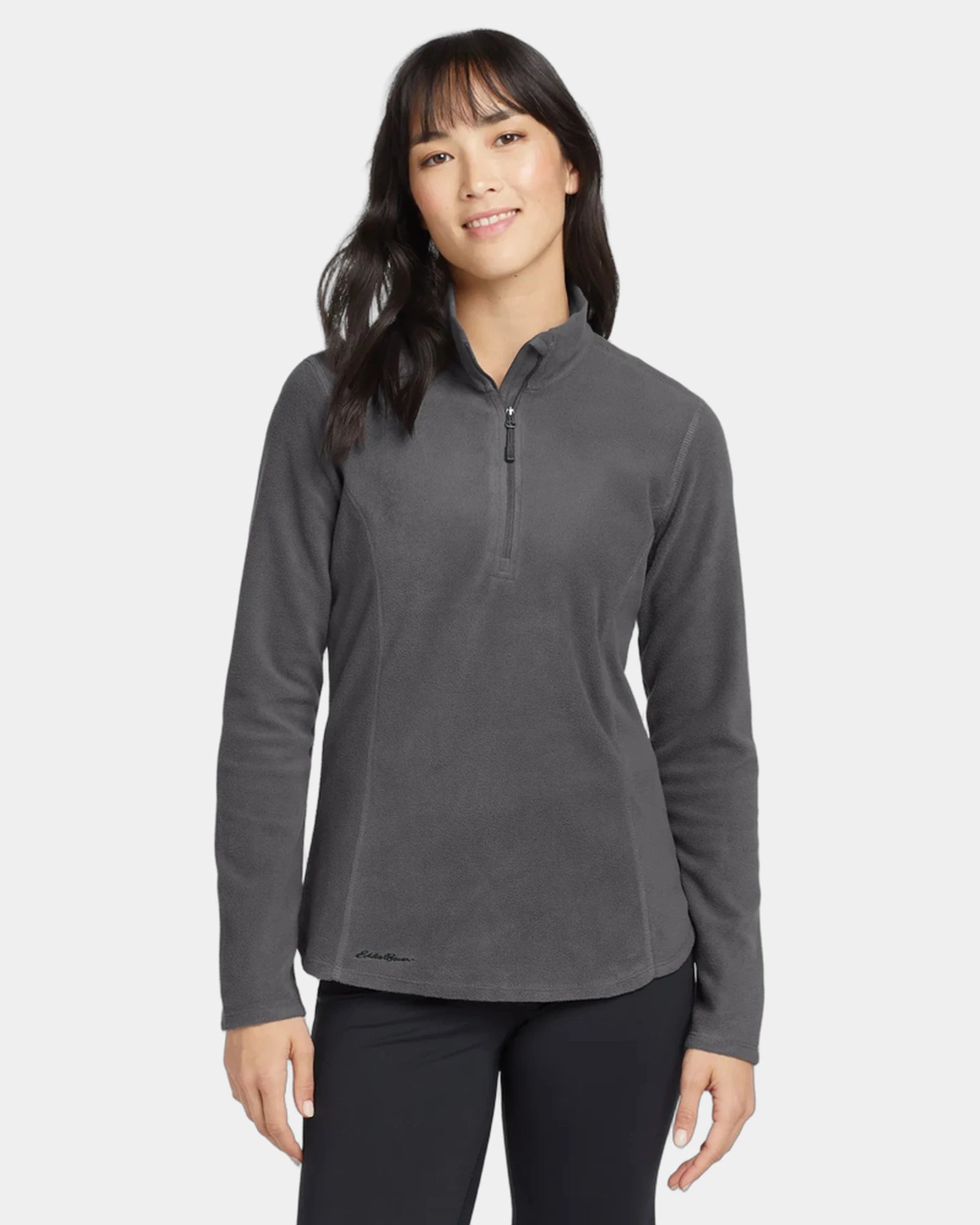 Custom women's microfleece 1/2-zip pullover jacket - Grey Steel